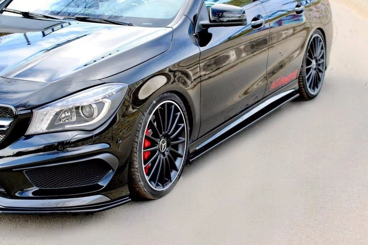Seitenschweller Ansatz Passend Für Passend Für MERCEDES CLA 45 AMG C117 (vor FL) Schwarz Hochglanz Schwarz Hochglanz