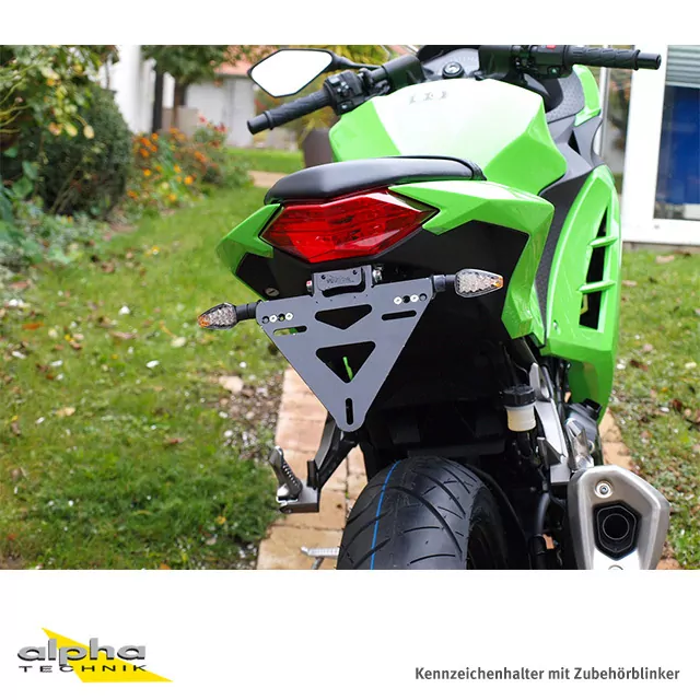 alpha Technik Kennzeichenhalter für Kawasaki Ninja 300; Typ EX300A; Modelljahr 2012-
