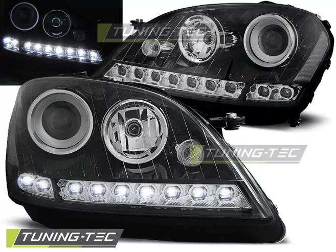 Headlights Daylight Black Fits Mercedes W164 Ml M-Klasse 05-07  