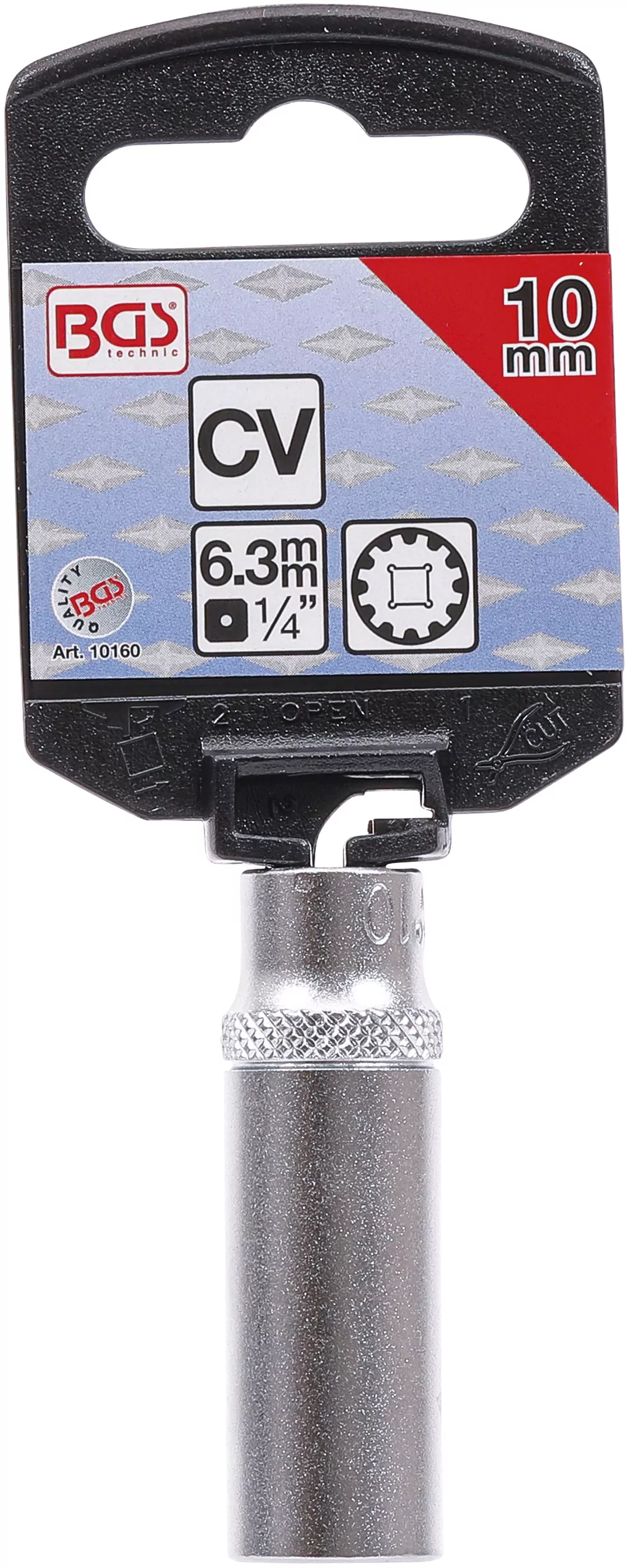 Steckschlüssel-Einsatz Gear Lock, tief | Antrieb Innenvierkant 6,3 mm (1/4") | SW 10 mm