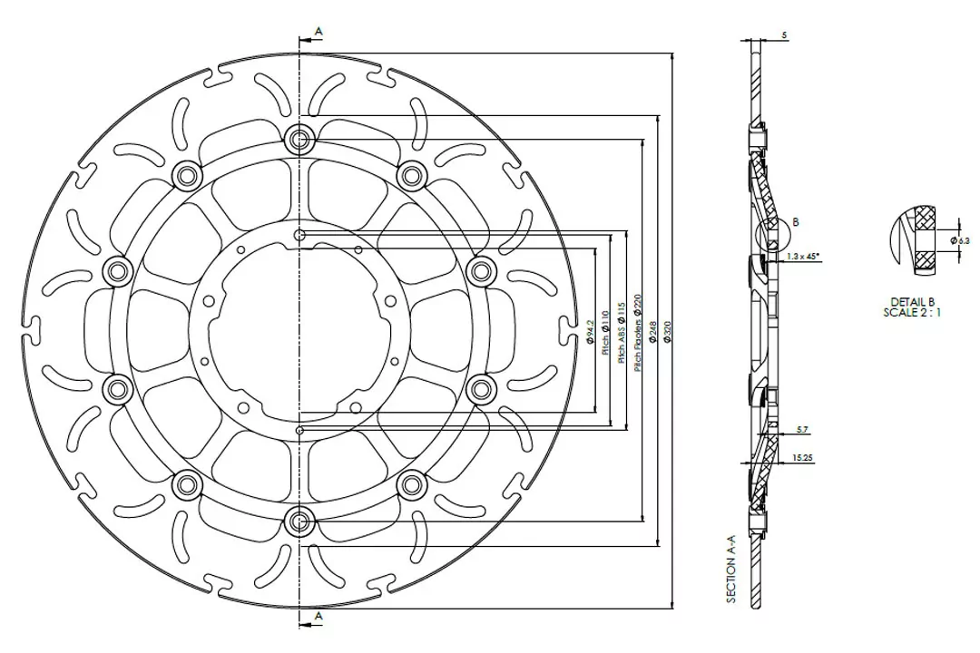alpha Technik Bremsscheibe Omega-Design ABD33 vorne für Honda CBR1000RR