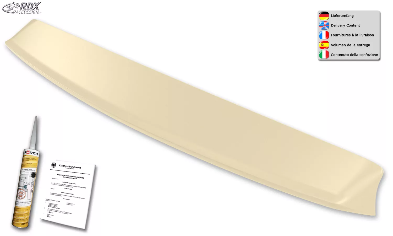 RDX Heckspoiler für FORD Transit Custom / Tourneo Custom (für Heckklappe) Dachspoiler Spoiler