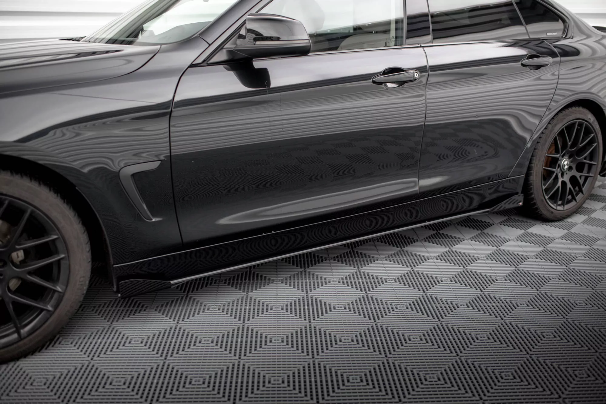 Street Pro Seitenschweller Ansatz Für + Flaps BMW 4er Gran Coupe F36 Schwarz Hochglanz