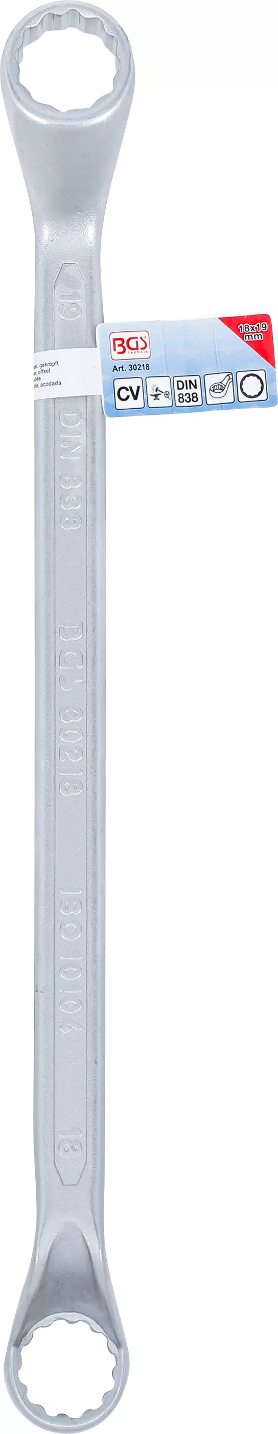 Doppel-Ringschlüssel | tief gekröpft | SW 18 x 19 mm