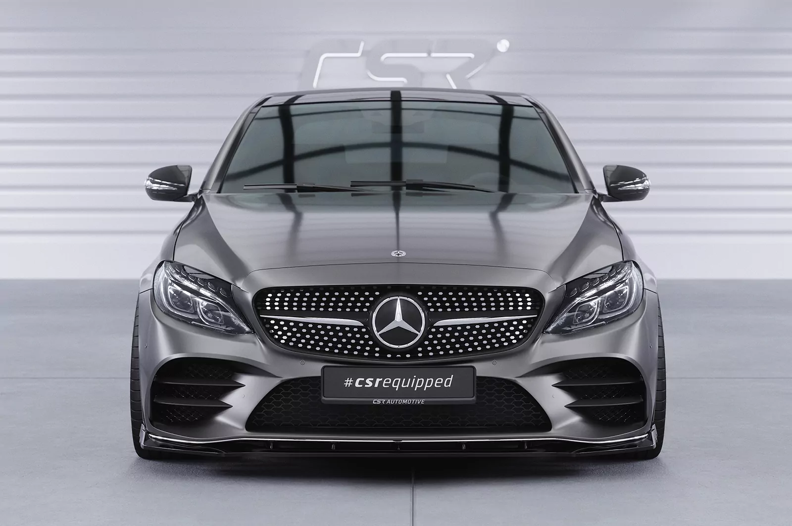 Cup-Spoilerlippe mit ABE für Mercedes Benz C-Klasse W205 AMG-Line CSL696 Schwarz Strukturiert