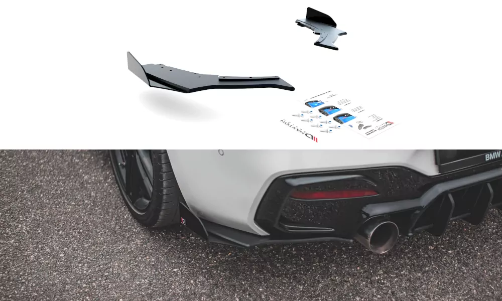 Robuste Racing Heck Ansatz Flaps Diffusor V.3 +Flaps Für BMW 1er F20 M-Paket Facelift / M140i  Schwarz Hochglanz
