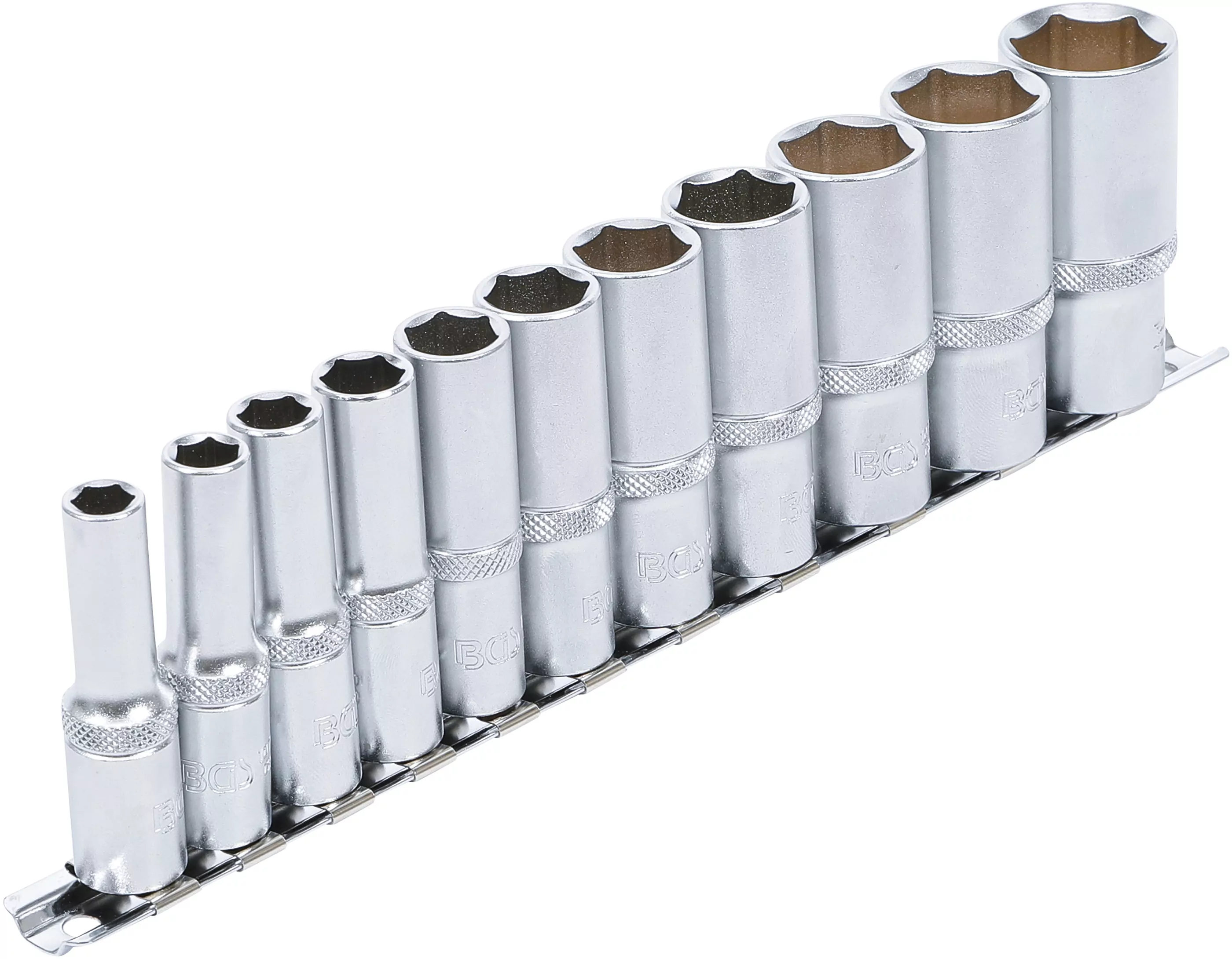 Steckschlüssel-Einsatz-Satz Sechskant, tief | Antrieb Innenvierkant 10 mm (3/8") | Zollgrößen | 11-tlg.