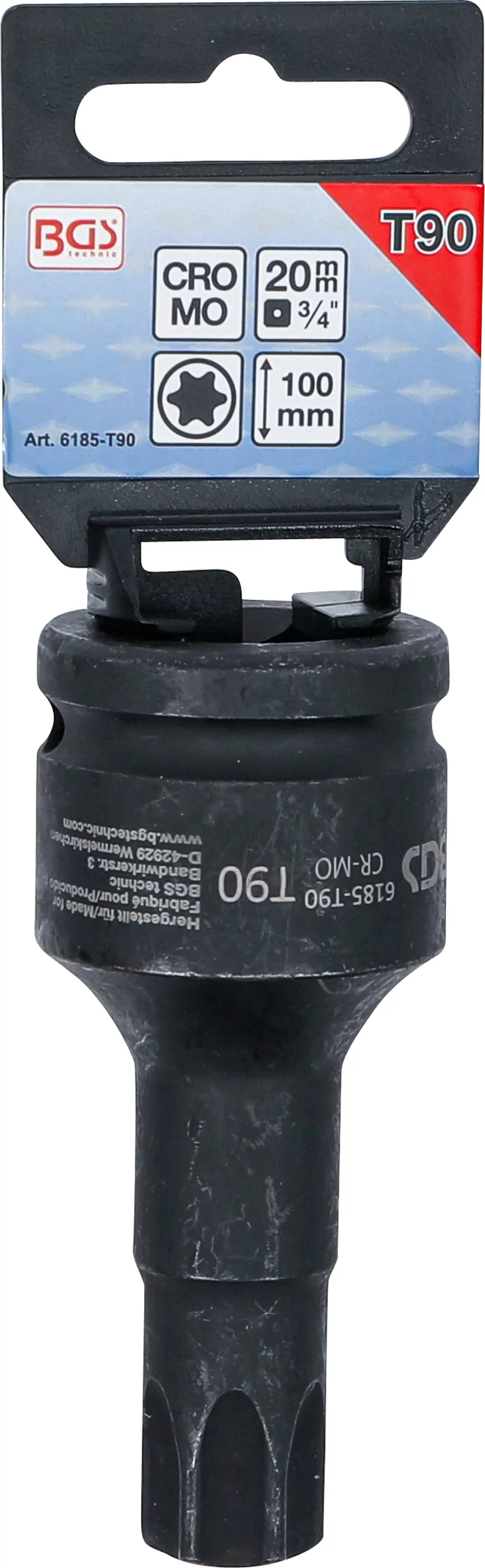 Kraft-Bit-Einsatz | Länge 100 mm | Antrieb Innenvierkant 20 mm (3/4") | T-Profil (für Torx) T90