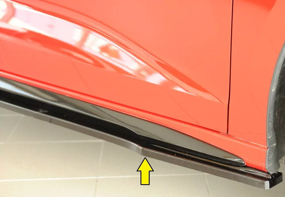 Rieger Seitenschweller rechts ansatz glanz schwarz für Audi A3 S3 (GY) 5-tür. (Sportback) 07.20-05.24 (bis Facelift)