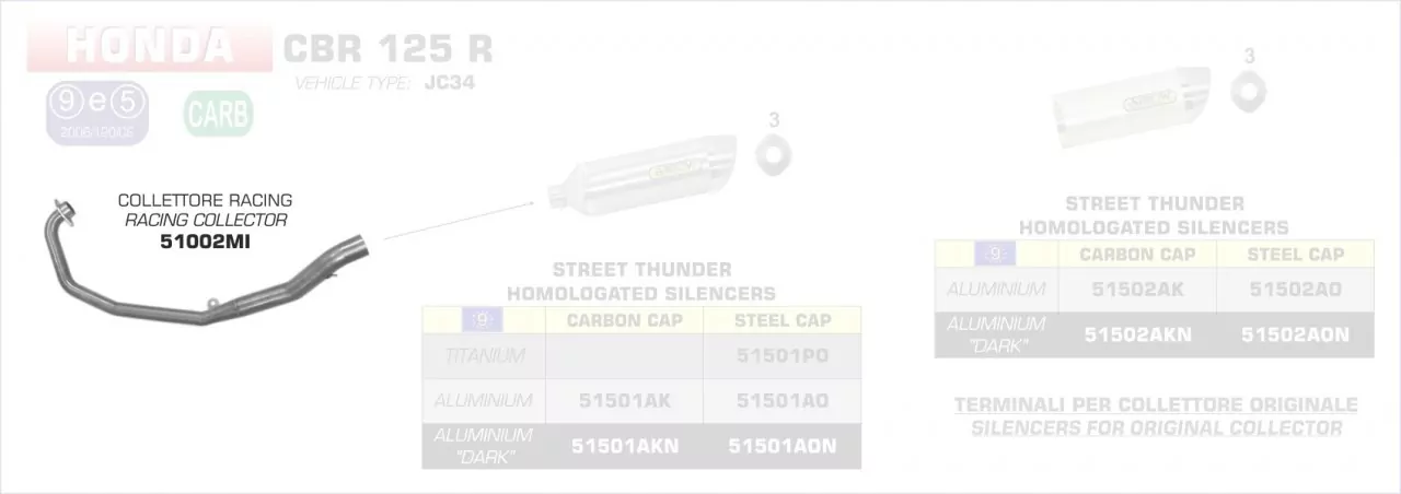 51002MI-Arrow Racing Krümmer Honda CBR 125 R 07-10