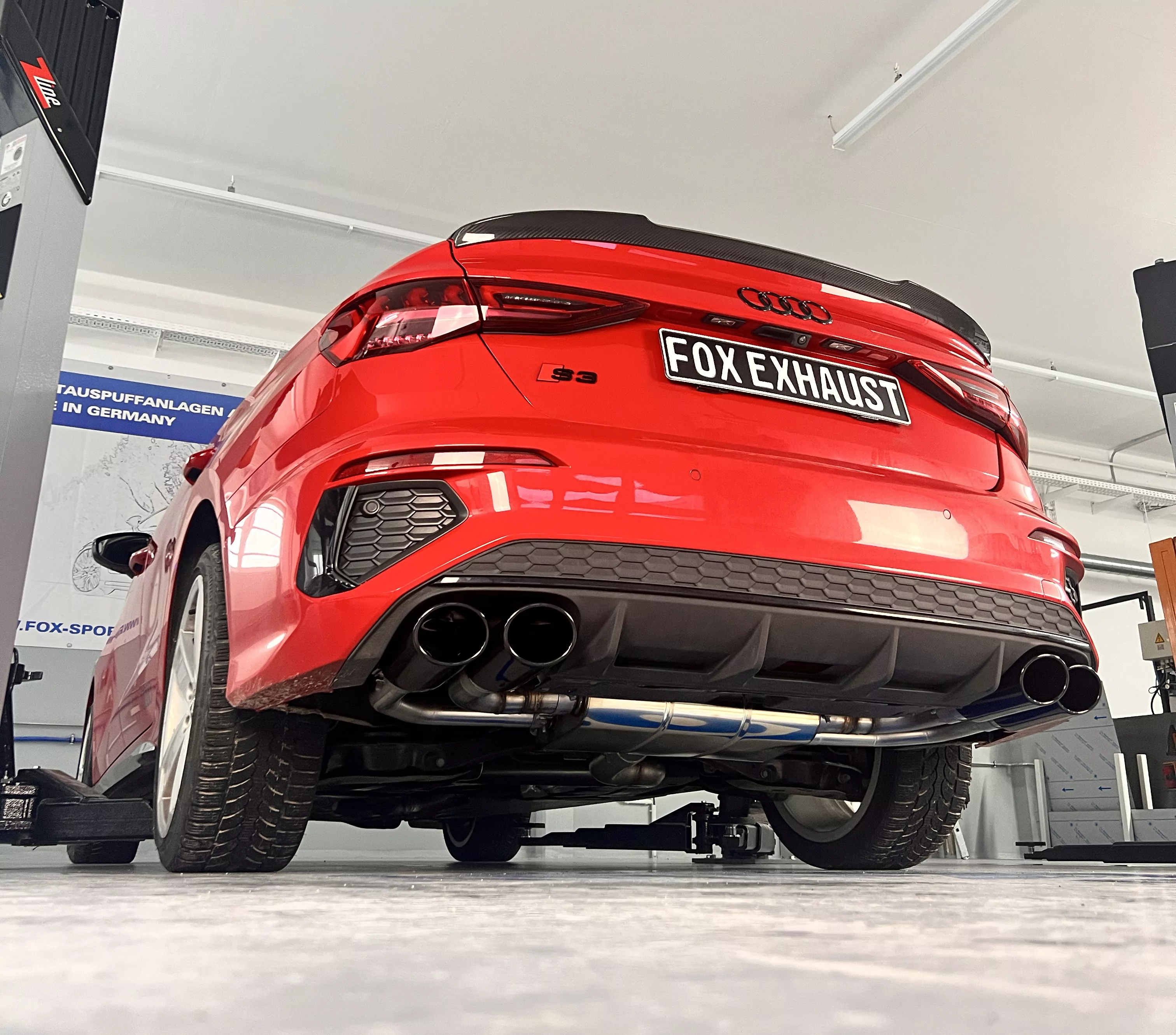 Audi S3 GY - Limousine  Halbanlage ab OPF mit Abgasklappen - 2x115x85 Typ 32 rechts/links Endrohre schwarz emalliert