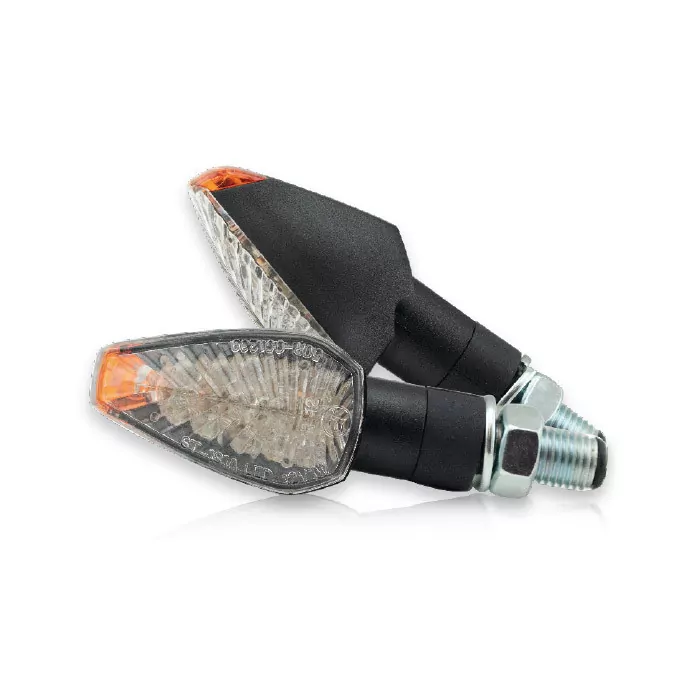 LED-Blinker "PEAK" | schwarz | kurz | M10 klares | konvexes Glas | E-geprüft