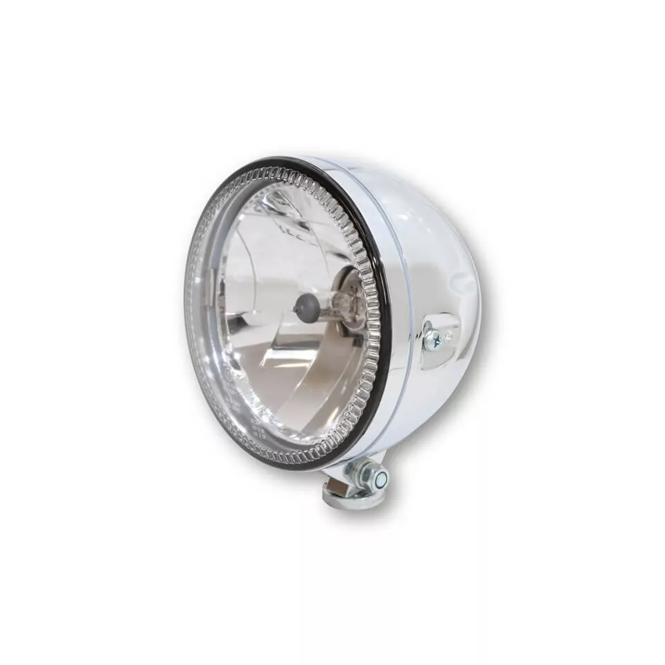 HIGHSIDER pro 5 3/4 Inch Main Headlight Skyline H4 Chrome LED Parking Light Ring, E-Approved (1pc)