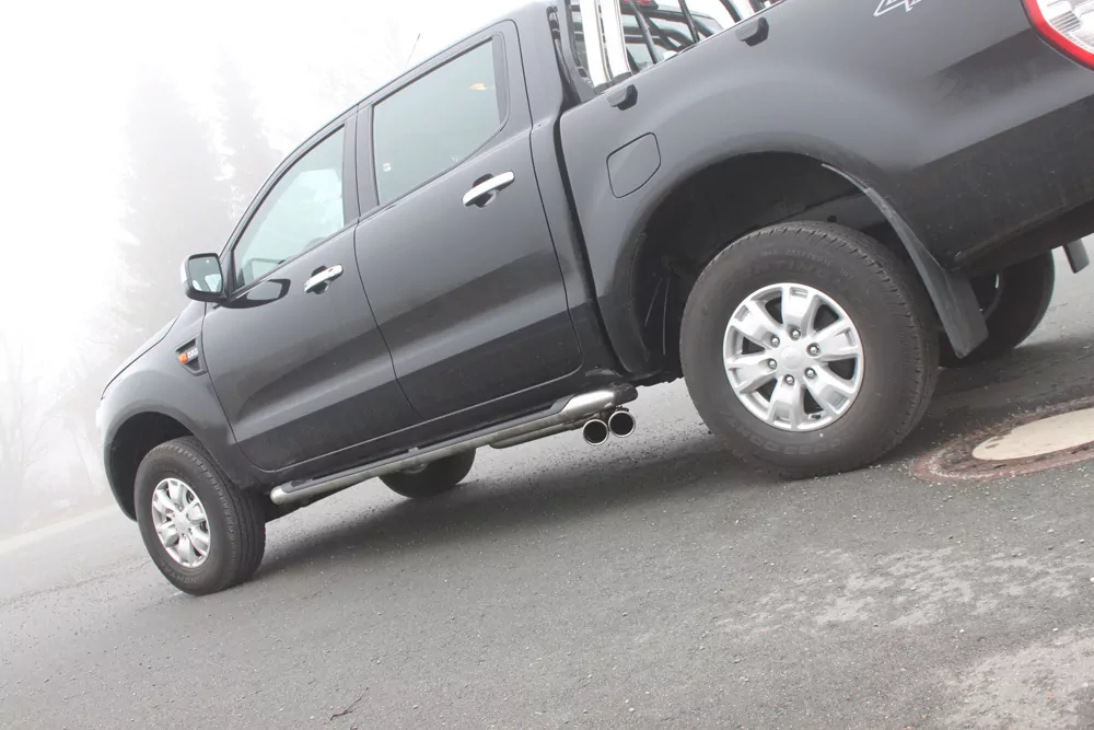 Ford Ranger 2011-08/2016 - 4x4 - Doppelkabine  Endschalldämpfer Sidepipe, Ausgang rechts und links am Fahrzeug - 2x90 Typ 16 rechts/links