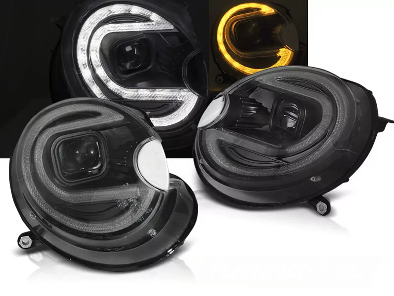 Headlights Tube Light Black Led Fits Bmw Mini (cooper) 06-14