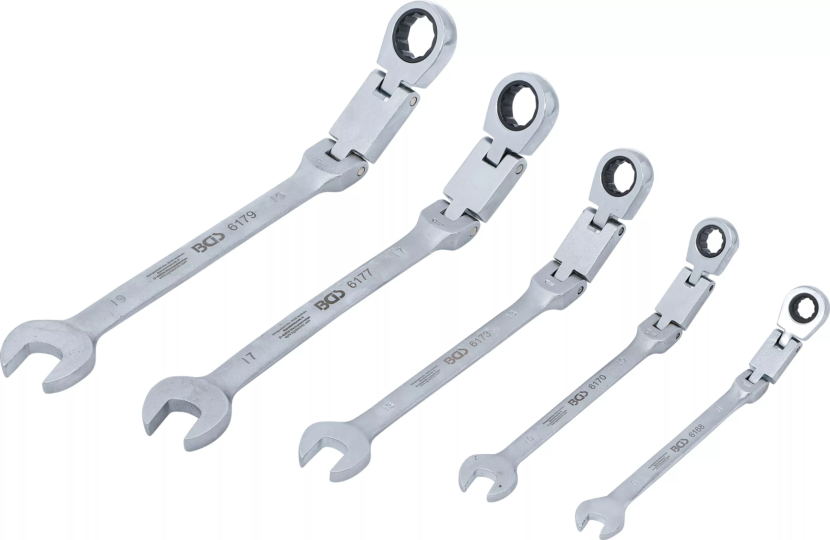 Doppelgelenk-Ratschenring-Maulschlüssel-Satz | abwinkelbar | SW 8 - 19 mm | 5-tlg.