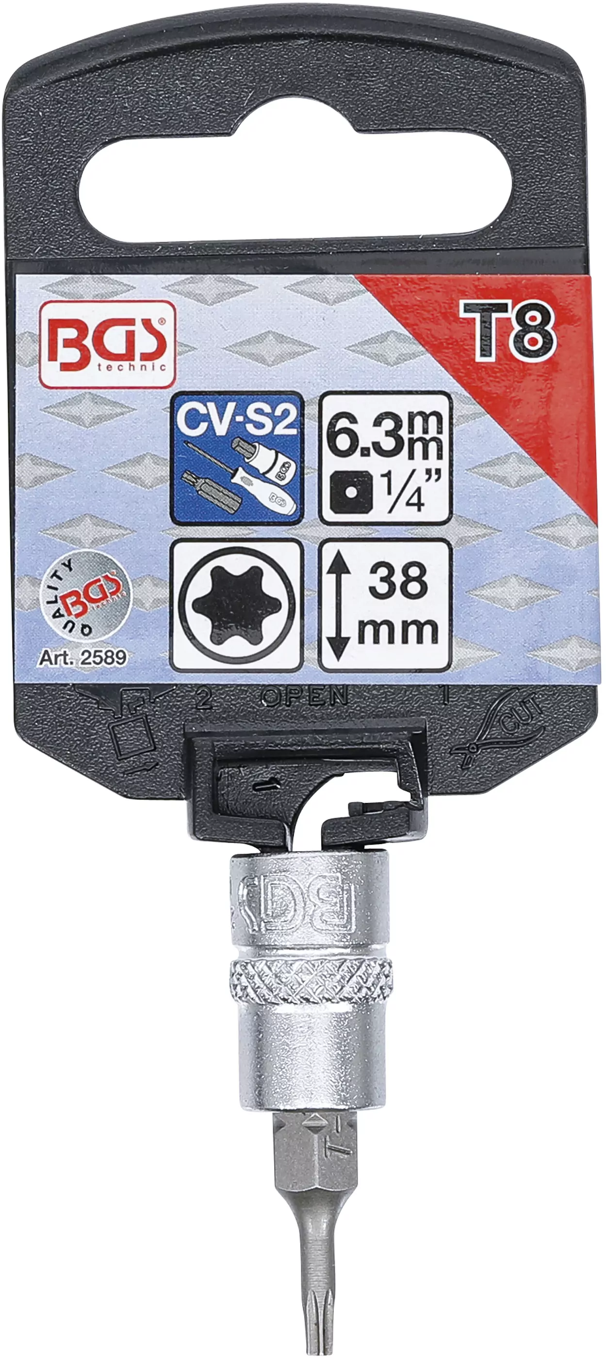 Bit-Einsatz | Antrieb Innenvierkant 6,3 mm (1/4") | T-Profil (für Torx) T8