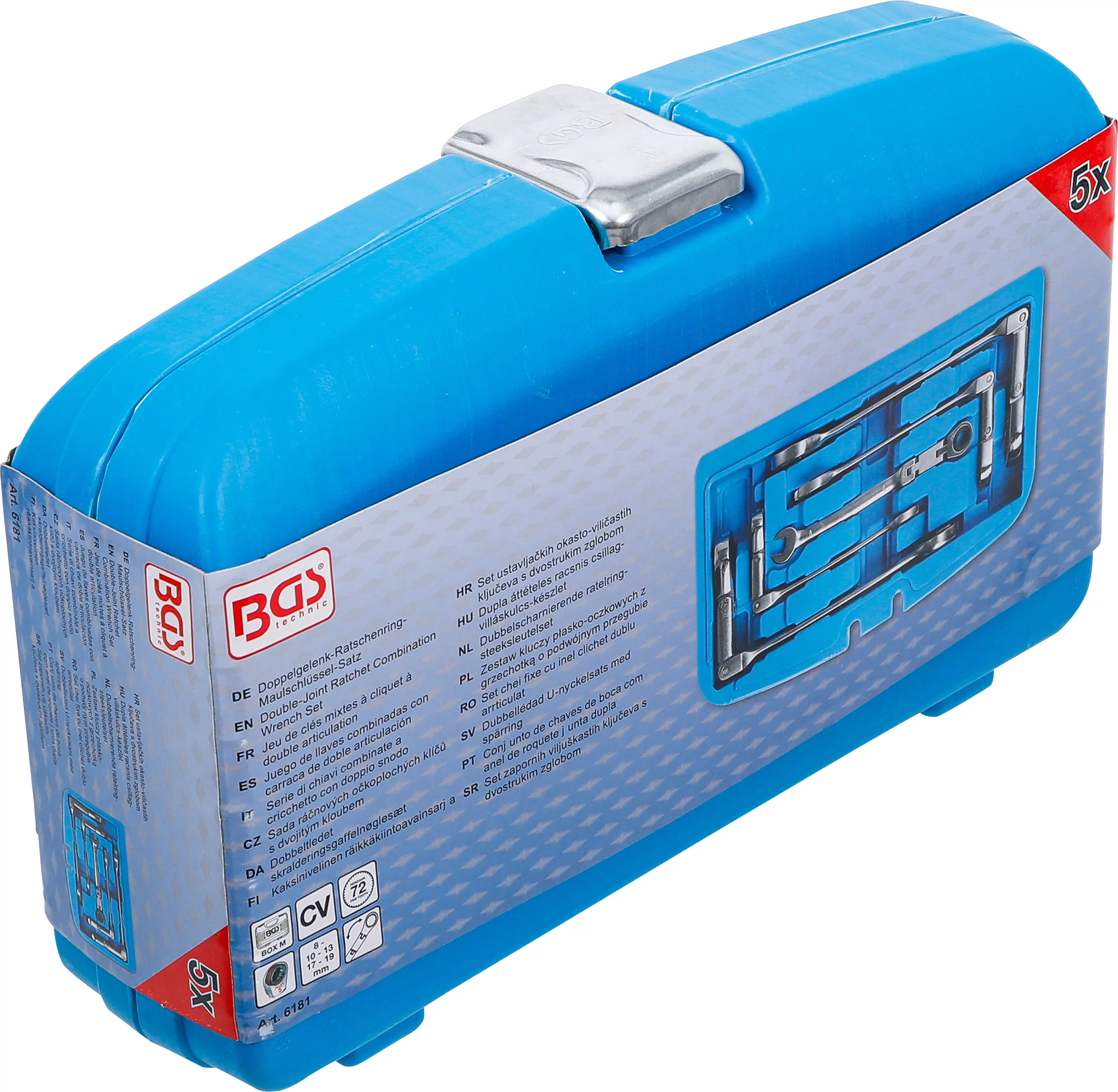 Doppelgelenk-Ratschenring-Maulschlüssel-Satz | abwinkelbar | SW 8 - 19 mm | 5-tlg.