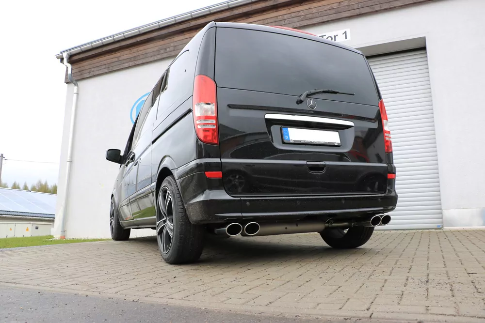Mercedes Vito/ Viano - W639 Kompact  Endschalldämpfer quer Ausgang rechts/links inkl. Verbindungsrohr - 2x115x85 Typ 32 rechts/links
