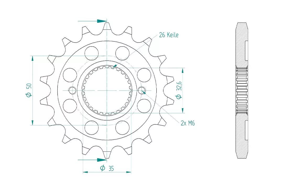 Ritzel 18 Zähne Teilung 530