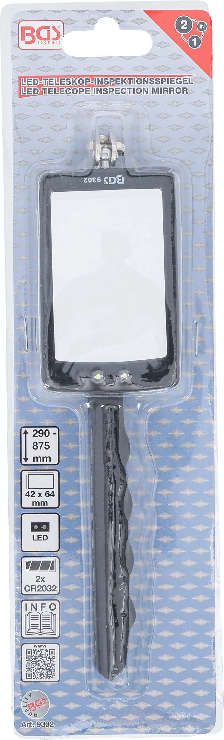 LED-Teleskop-Inspektionsspiegel | 285 - 870 mm