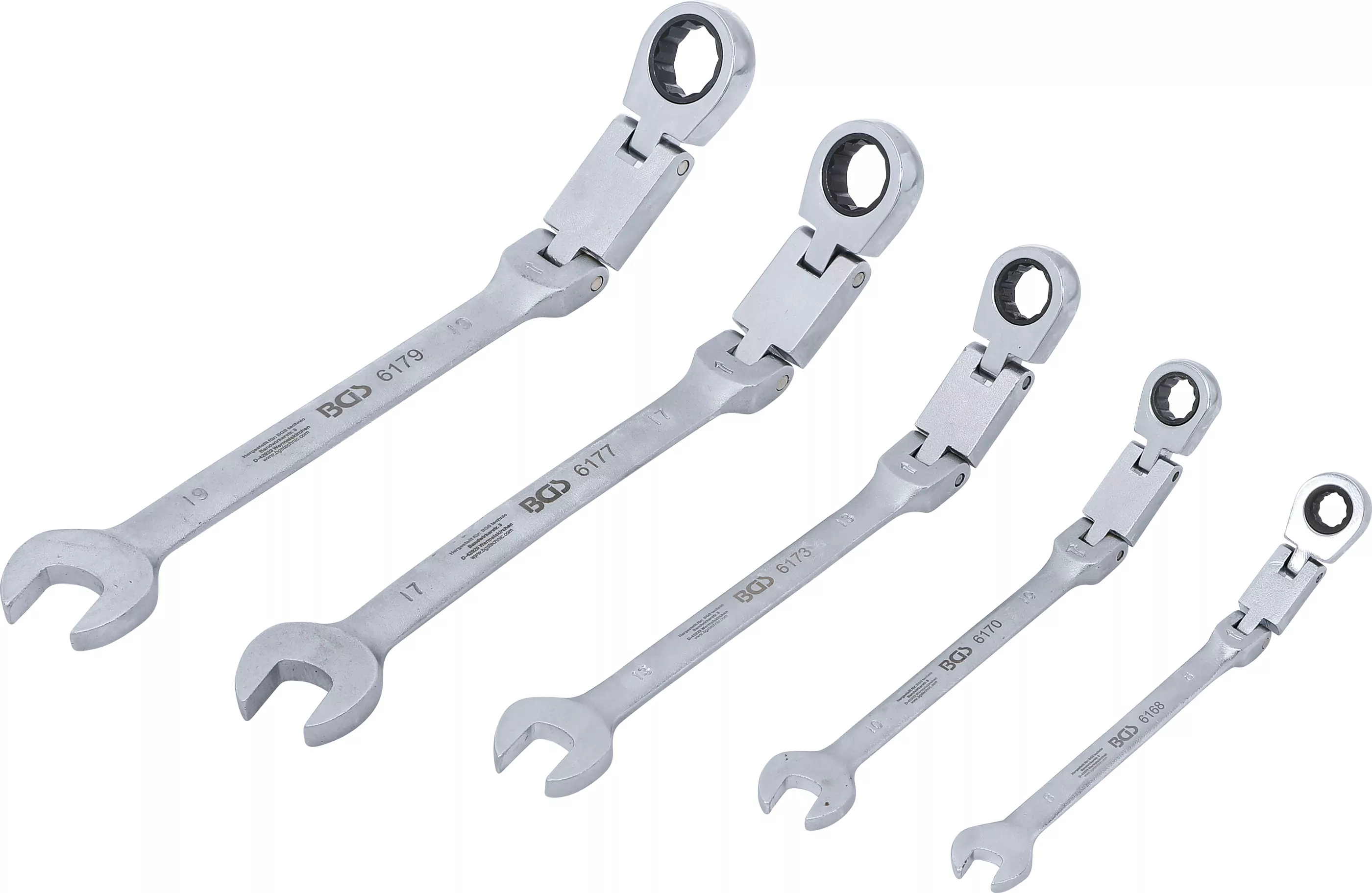 Doppelgelenk-Ratschenring-Maulschlüssel-Satz | abwinkelbar | SW 8 - 19 mm | 5-tlg.