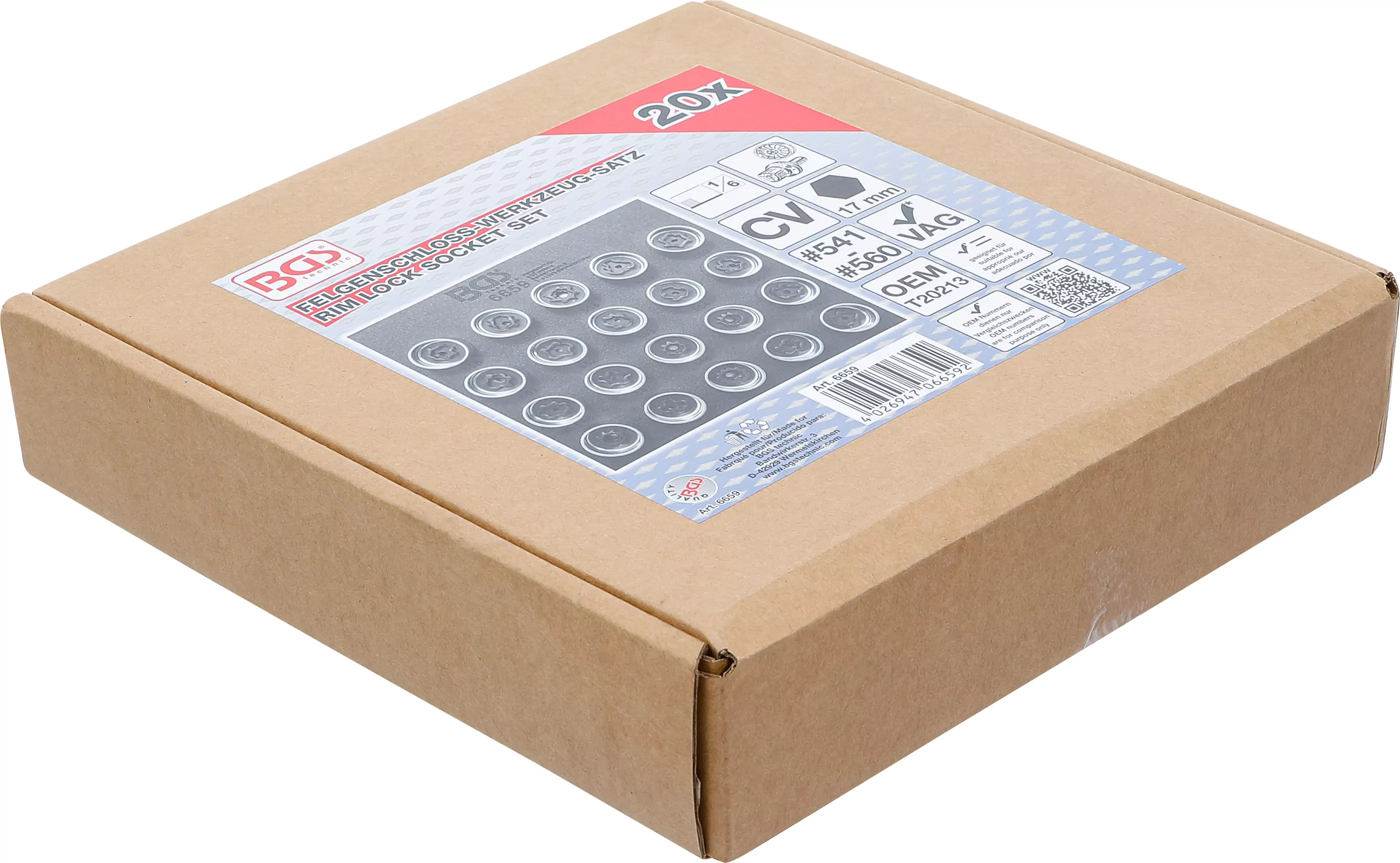 Werkstattwageneinlage 1/6: Felgenschloss-Werkzeug-Satz für VAG | 20-tlg.