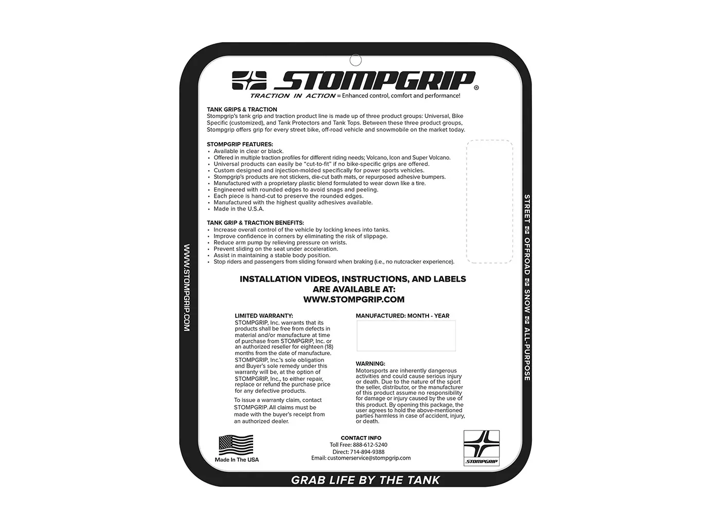 Stompgrip Tank Pad klar Volcano für Yamaha MT-10 2022-2023