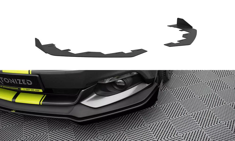 Front Stoßstange Flaps Für Ford Mustang GT Mk6  Schwarz Hochglanz