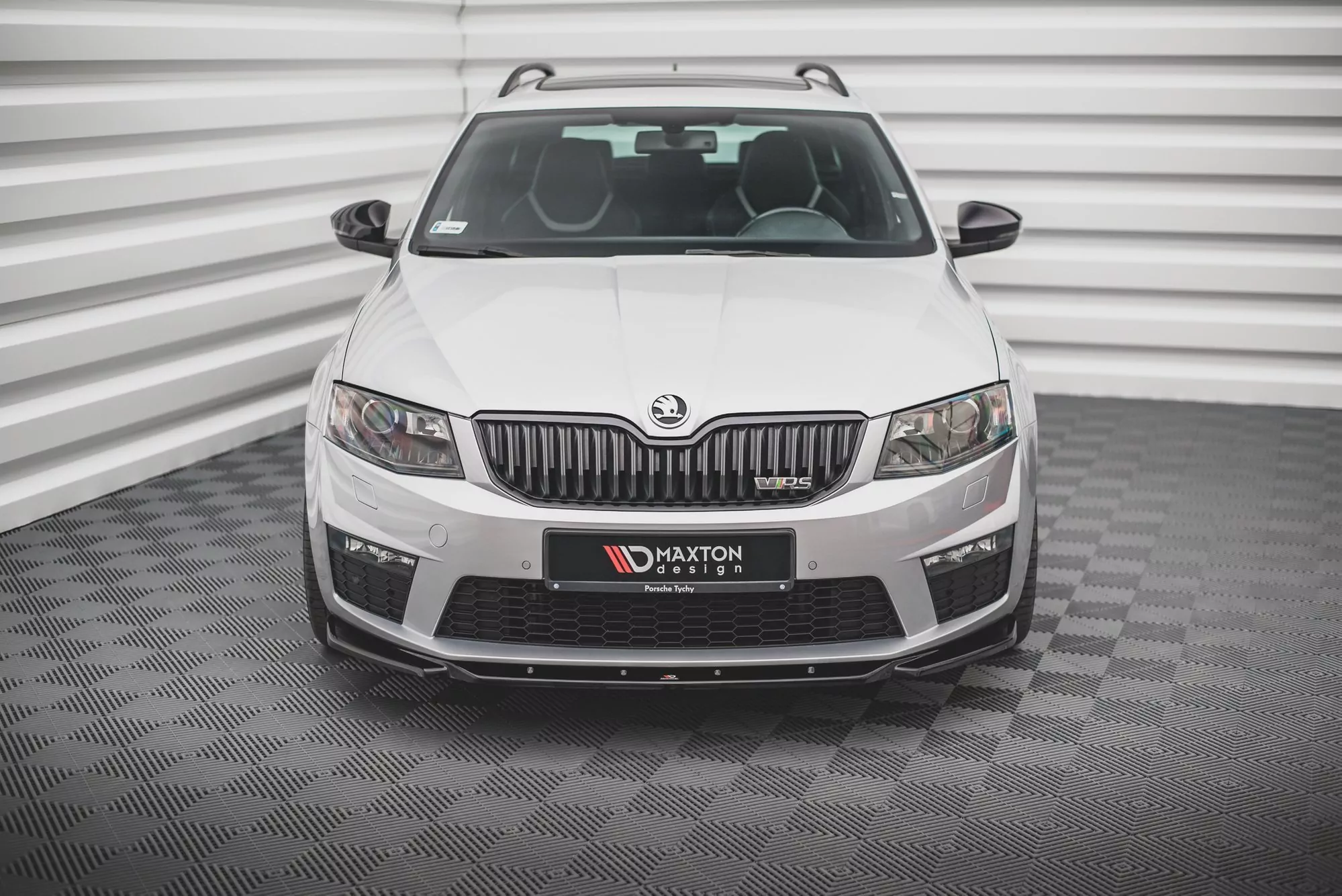 Front Ansatz V.4 Für Skoda Octavia RS Mk3 Schwarz Hochglanz