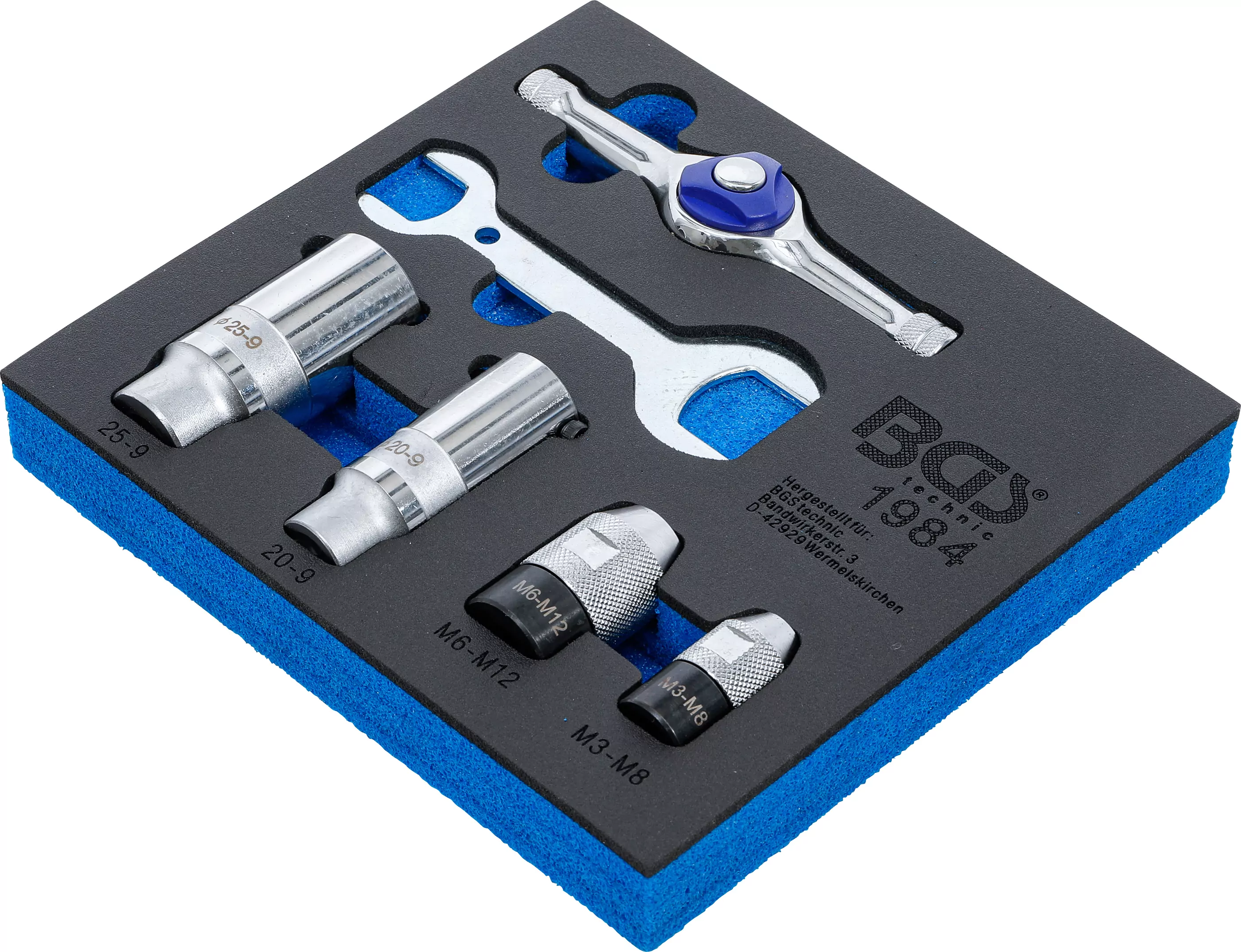 Werkstattwageneinlage 1/6: Spannwerkzeug-Satz für Gewindeschneider | 6-tlg.