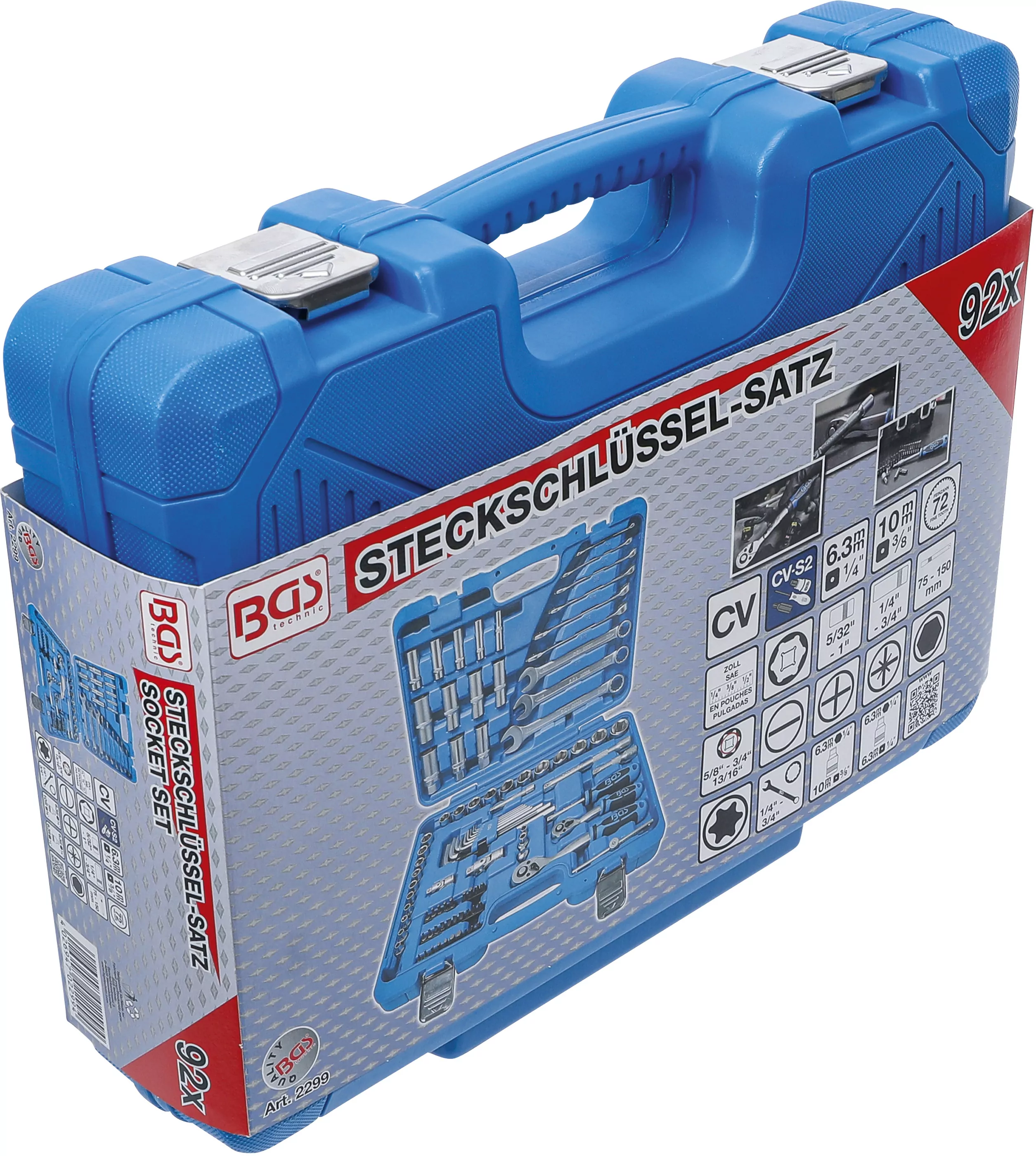 Steckschlüssel-Satz Sechskant | Antrieb 6,3 mm (1/4") / 10 mm (3/8") | Zollgrößen | 92-tlg.