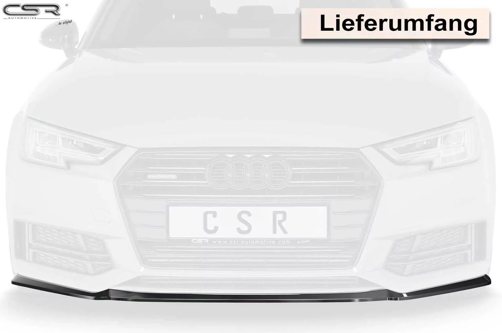 Cup-Spoilerlippe mit ABE für Audi A4 B9 8W S-Line / S4 B9 8W CSL377-M Carbon Look (matt)