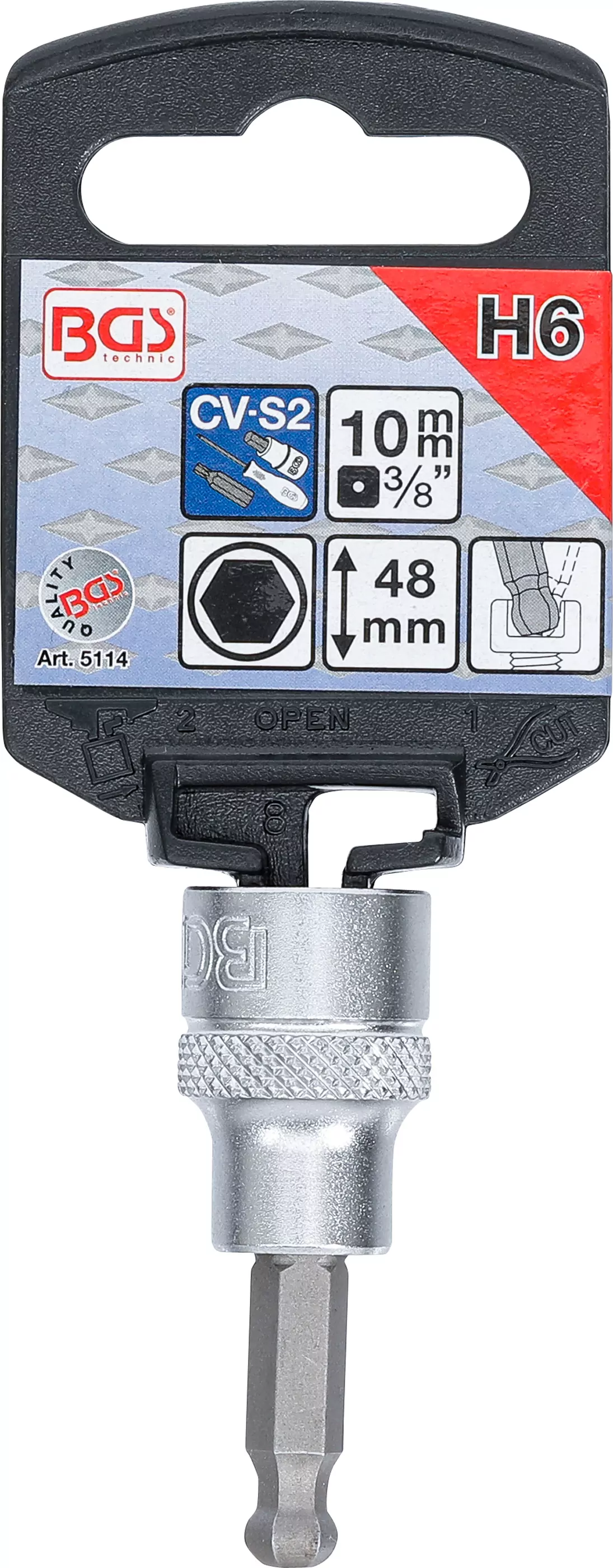 Bit-Einsatz | Antrieb Innenvierkant 10 mm (3/8") | Innensechskant mit Kugelkopf 6 mm