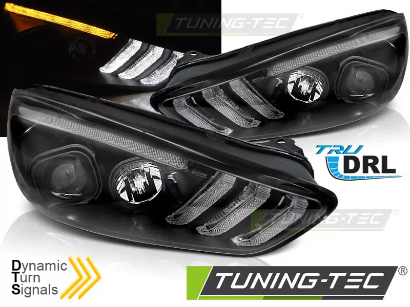 Ford Focus Mk3 15-18 Black Drl Led Seq Indicaor