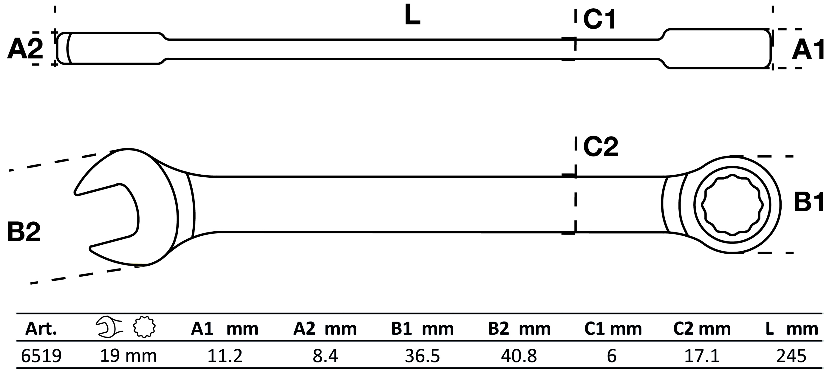 Ratschenring-Maulschlüssel | SW 19 mm