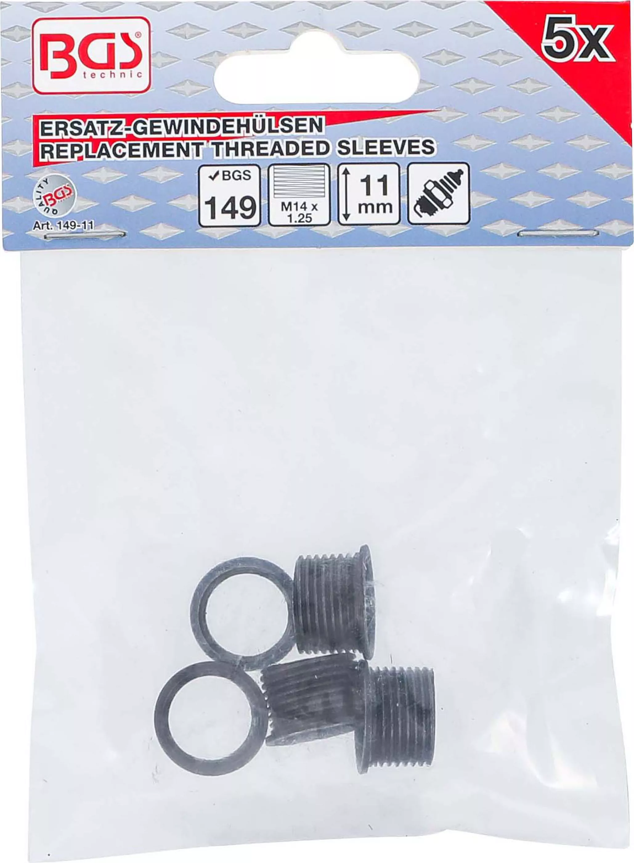 Gewindehülsen | 11 mm | M14 x 1,25 mm | 5-tlg.