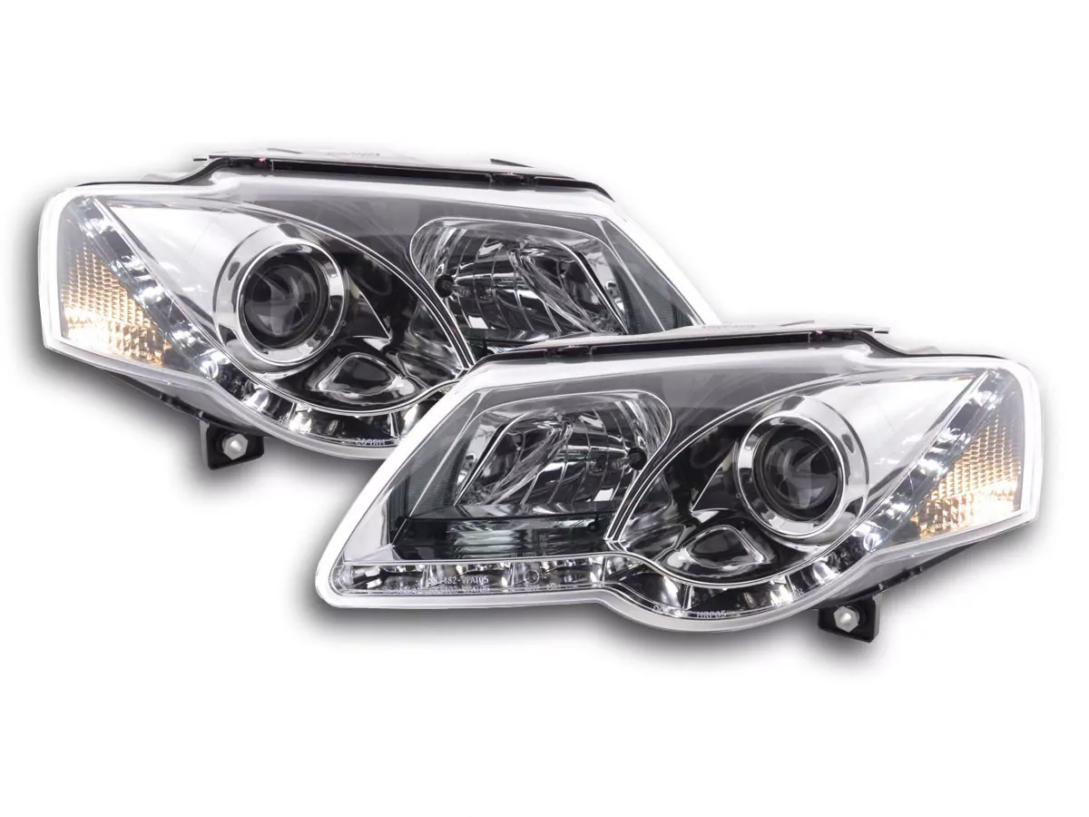 Scheinwerfer Set Daylight LED TFL-Optik VW Passat Typ 3C Bj. 05- chrom für Rechtslenker