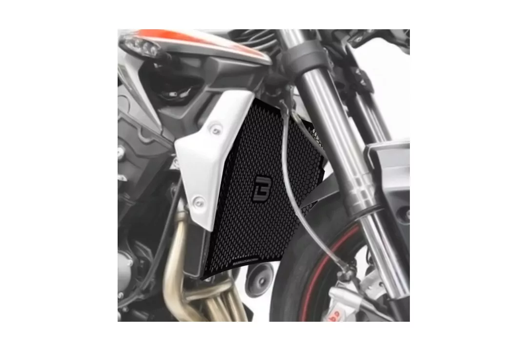 Barracuda Kühlerschutz Aluminium schwarz für Triumph Street Triple 765 R / 765 S Modelljahr 2017-2021