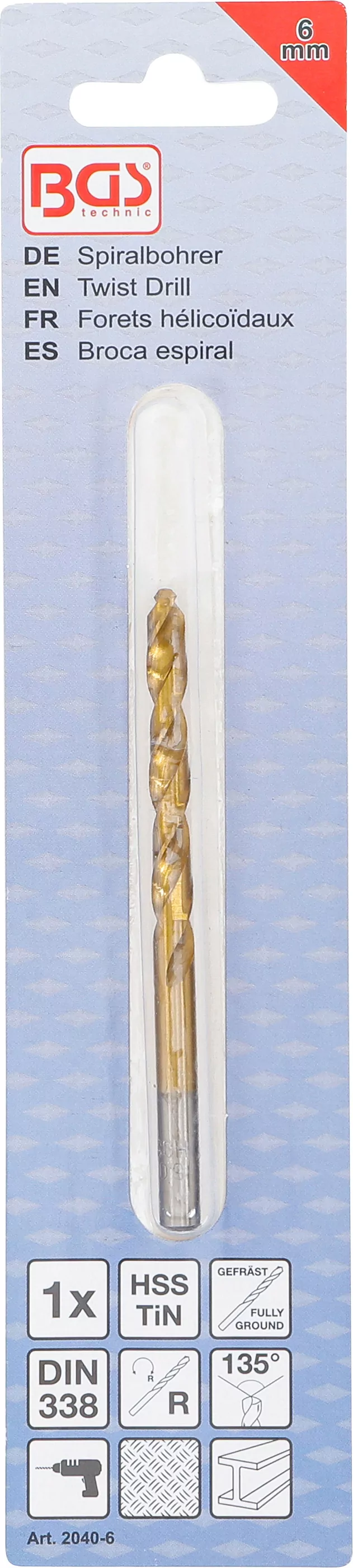 Spiralbohrer | HSS-G | titan-nitriert | 6,0 mm