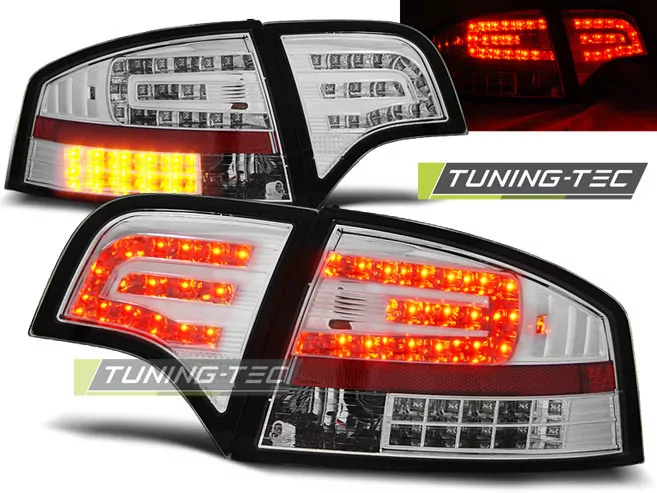 Led Tail Lights Chrome Fits Audi A4 B7 11.04-03.08 Sedan