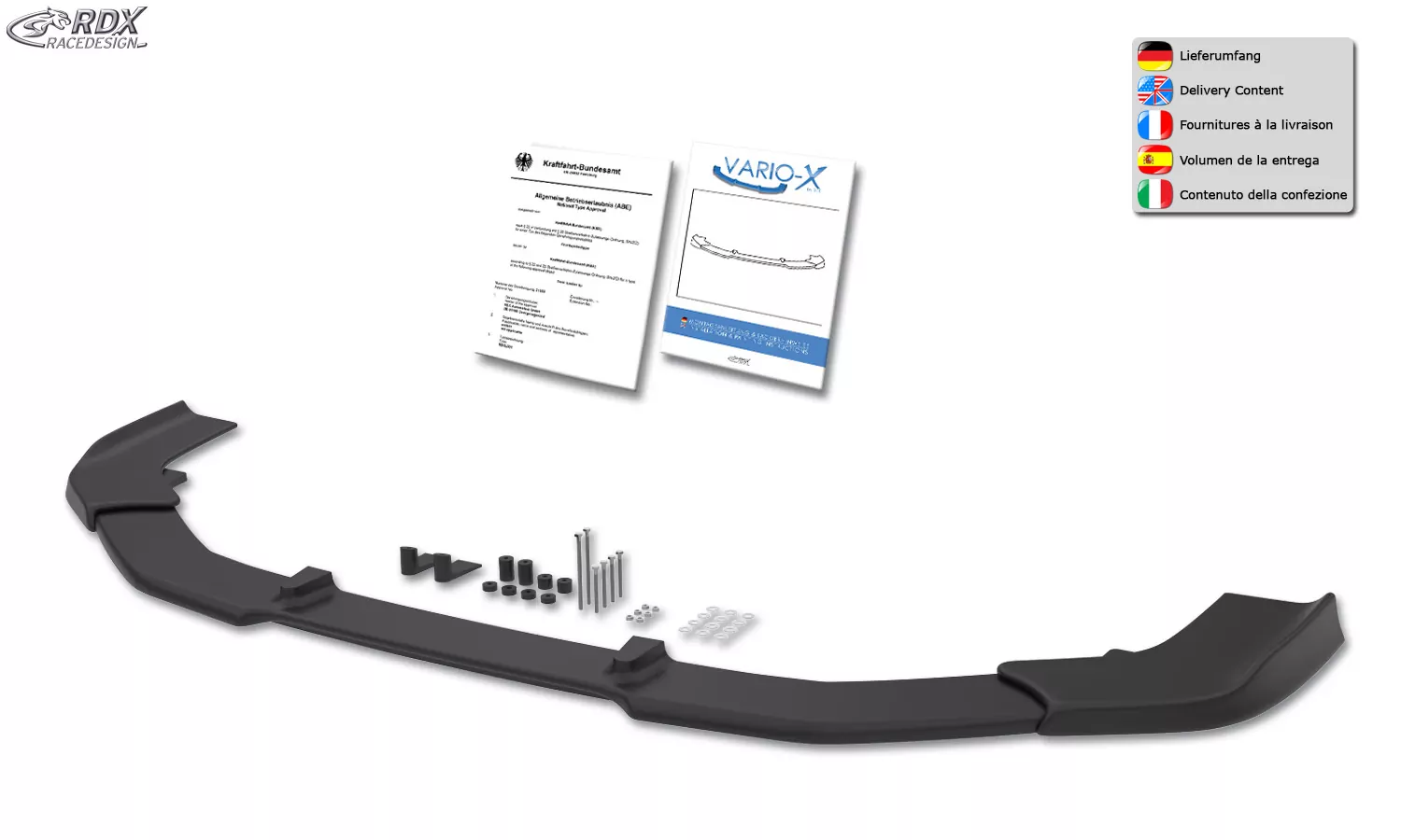 RDX Frontspoiler VARIO-X für AUDI A8 D4/4H S-Line, S8, Sport-Edition (2013+) Frontlippe Front Ansatz Vorne Spoilerlippe