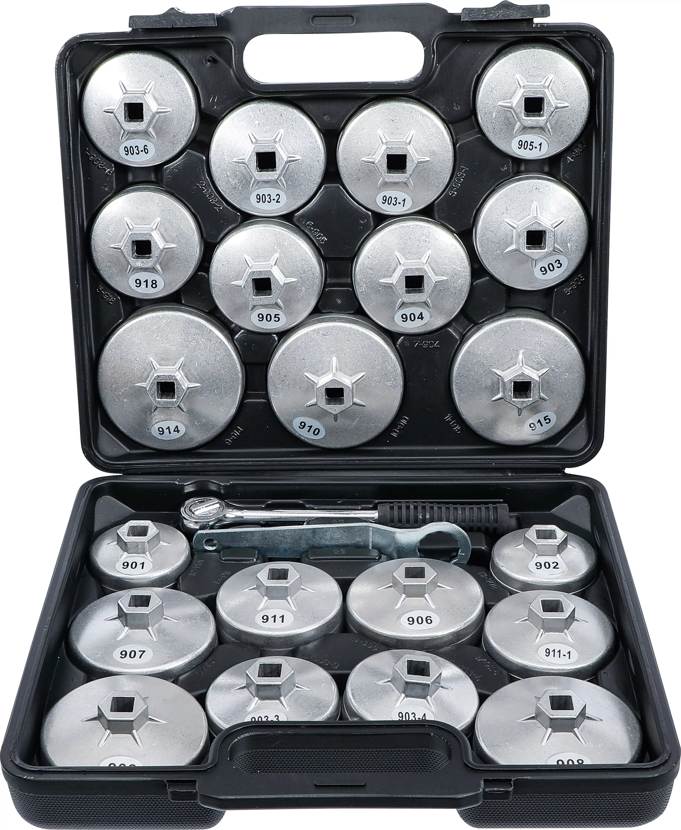 Ölfilterschlüssel-Satz | Aluminium-Druckguss | Antrieb Innenvierkant 12,5 mm (1/2") | 23-tlg.
