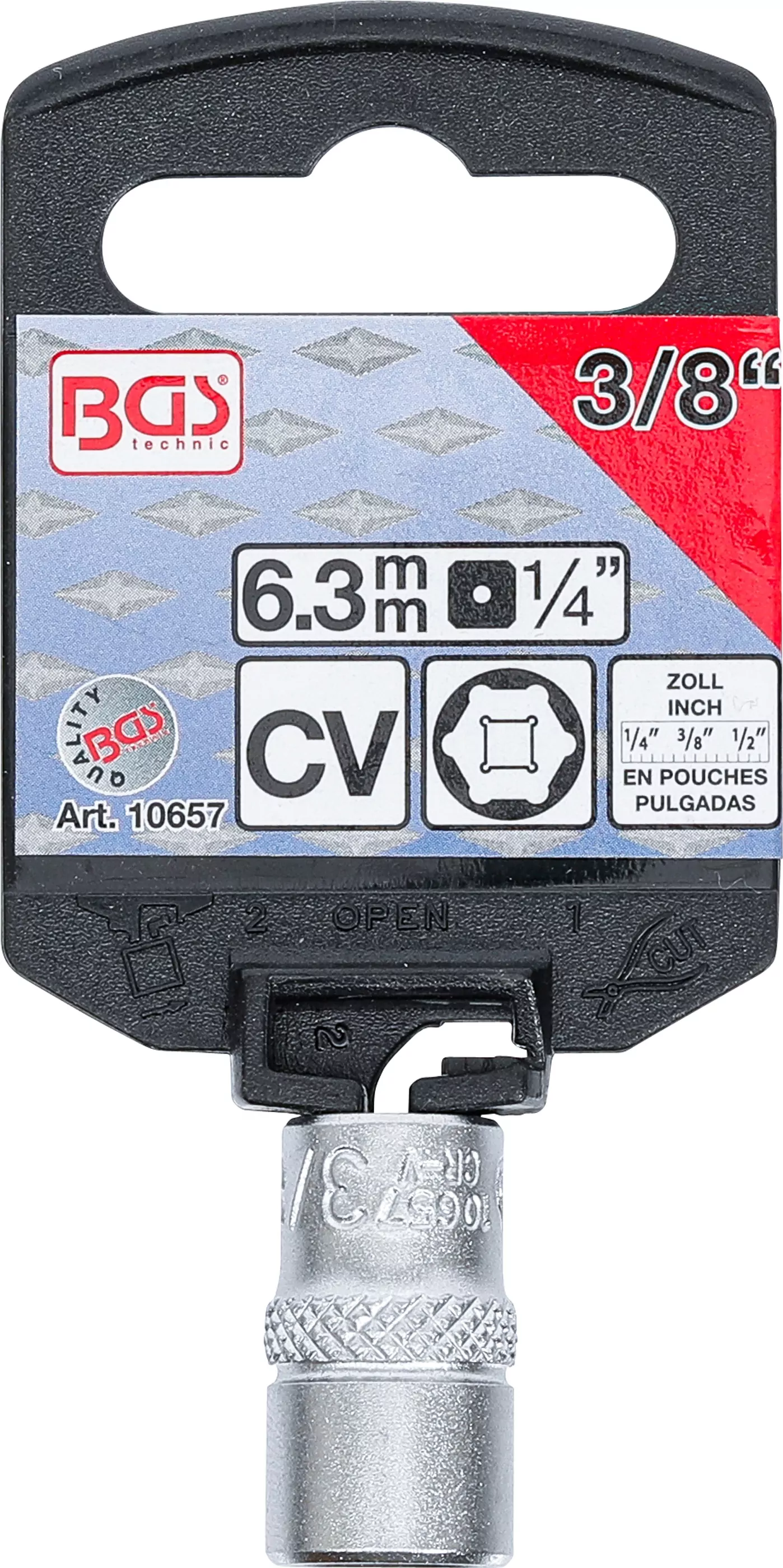 Steckschlüssel-Einsatz Sechskant | Antrieb Innenvierkant 6,3 mm (1/4") | SW 3/8"