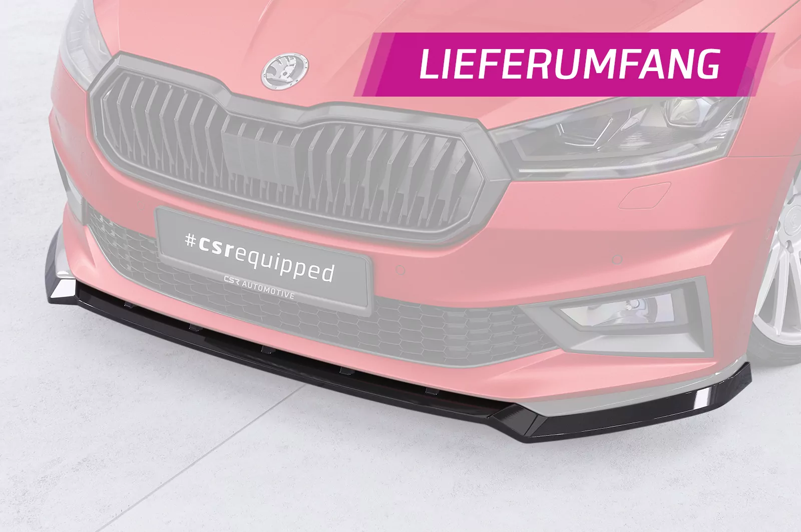 Cup-Spoilerlippe mit ABE für Skoda Fabia 4 Monte Carlo CSL829 Schwarz Strukturiert