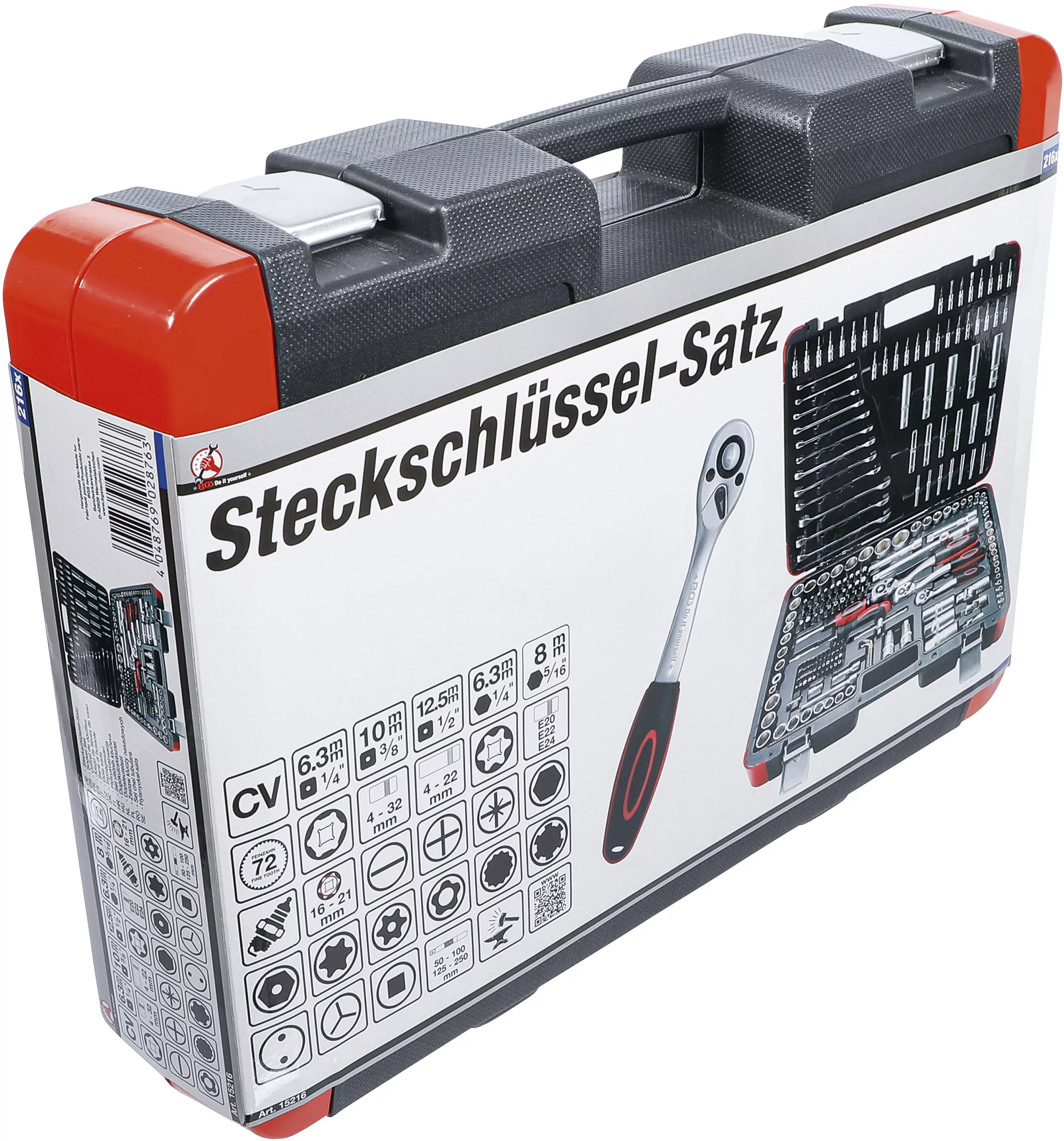 Steckschlüssel-Satz | Antrieb 6,3 mm (1/4") / 10 mm (3/8") / 12,5 mm (1/2") | 216-tlg.
