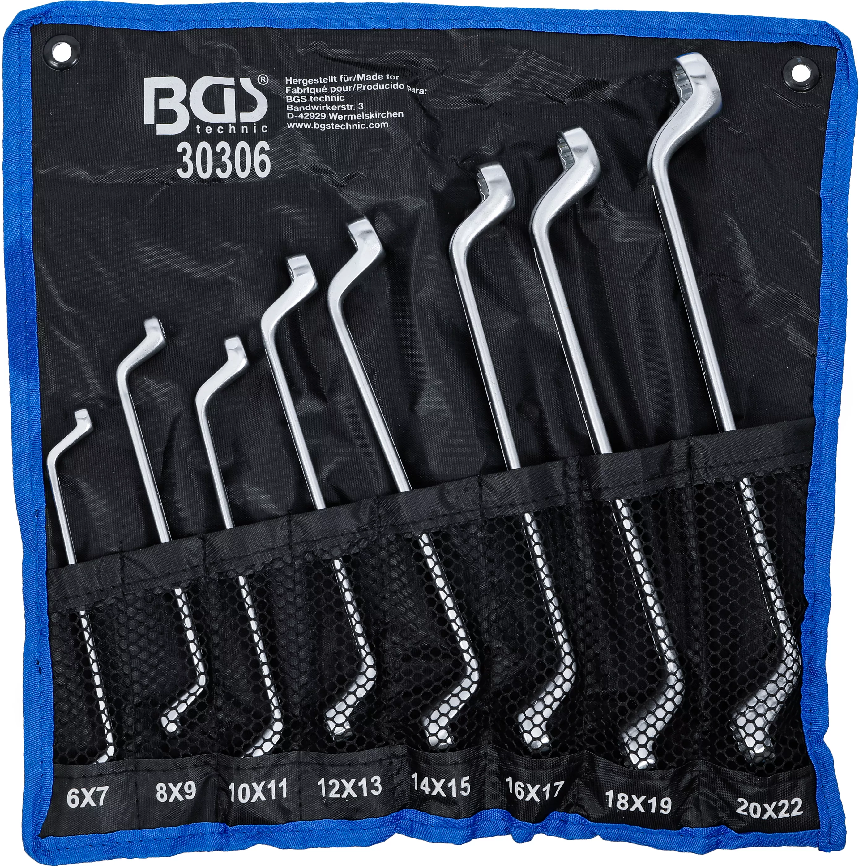 Doppel-Ringschlüssel-Satz | tief gekröpft | SW 6 x 7 - 20 x 22 mm | 8-tlg.