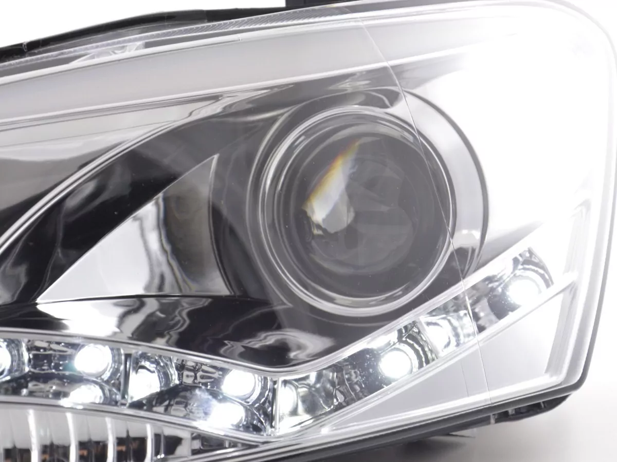 Scheinwerfer Set Daylight LED Tagfahrlicht VW Polo 6R Bj. 09- chrom für Rechtslenker