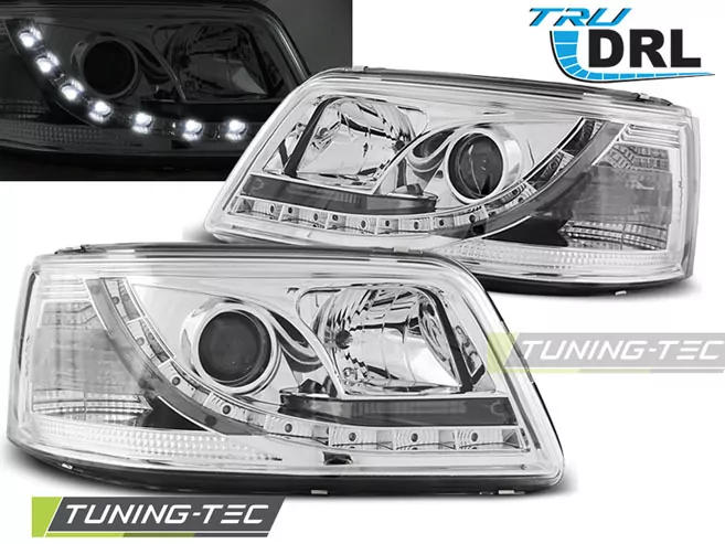 HEADLIGHTS TRUE DRL CHROME fits VW T5 04.03-08.09