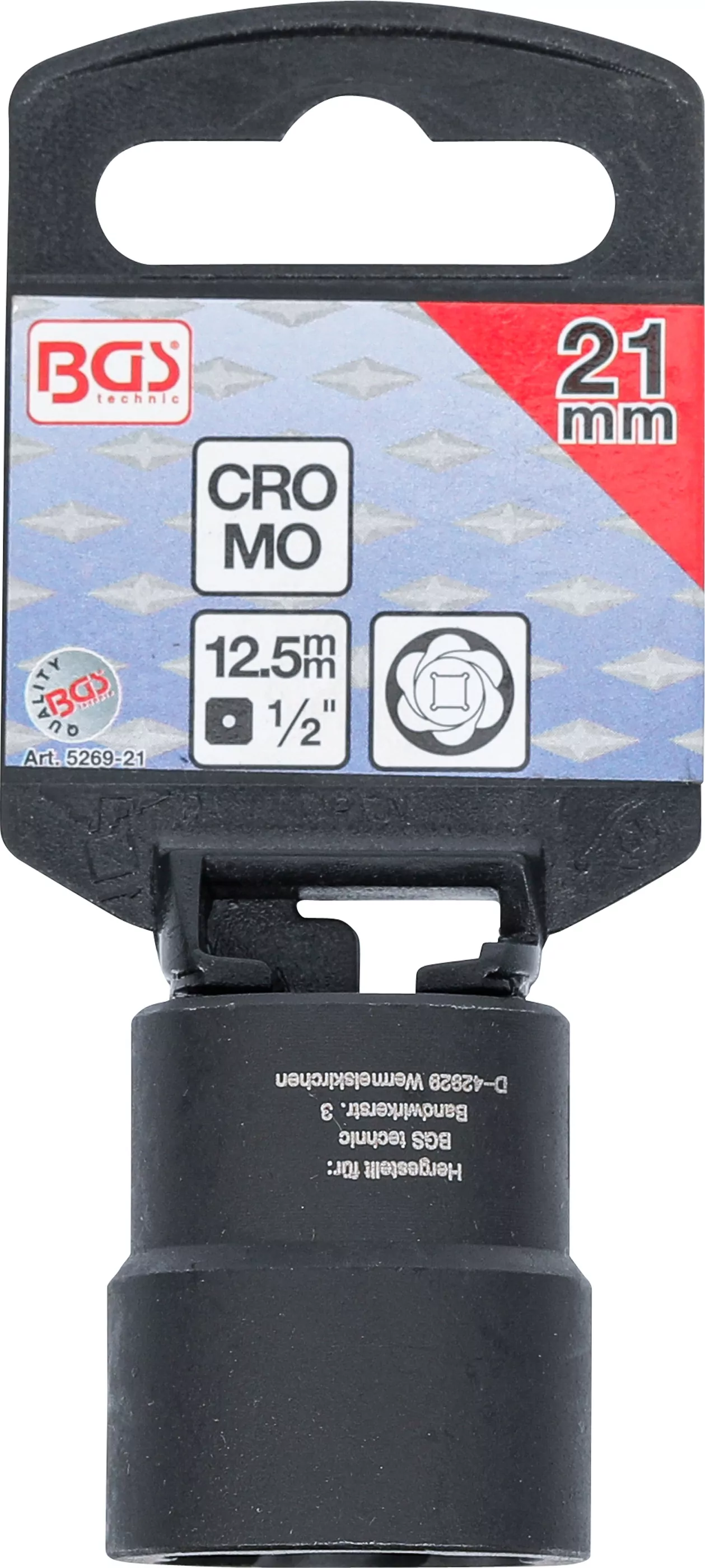 Spiral-Profil-Steckschlüssel-Einsatz / Schraubenausdreher | Antrieb Innenvierkant 12,5 mm (1/2") | SW 21 mm